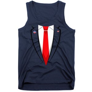 President Trump Suit Halloween Lazy Costume Flag Tank Top