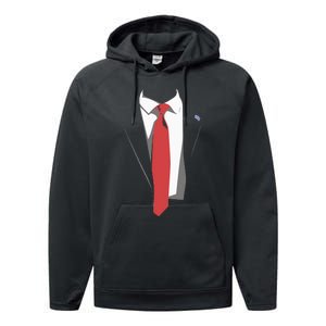 President Trump Suit Illustration Tie Lovers Performance Fleece Hoodie