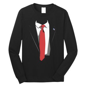 President Trump Suit Illustration Tie Lovers Long Sleeve Shirt