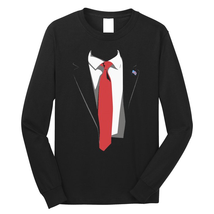 President Trump Suit Illustration Tie Lovers Long Sleeve Shirt