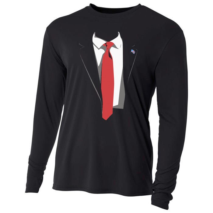 President Trump Suit Illustration Tie Lovers Cooling Performance Long Sleeve Crew