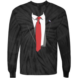 President Trump Suit Illustration Tie Lovers Tie-Dye Long Sleeve Shirt