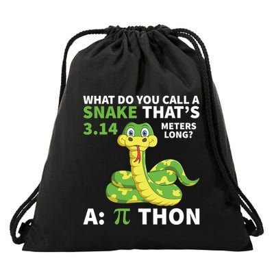 Pi Thon Snake Geeky Math Nerdy Teacher Funny Pi Day Gift Drawstring Bag
