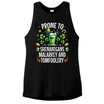 Prone To Shenanigans Malarkey & Tomfoolery St Patricks Ladies PosiCharge Tri-Blend Wicking Tank