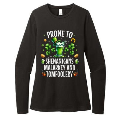 Prone To Shenanigans Malarkey & Tomfoolery St Patricks Womens CVC Long Sleeve Shirt