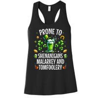 Prone To Shenanigans Malarkey & Tomfoolery St Patricks Women's Racerback Tank