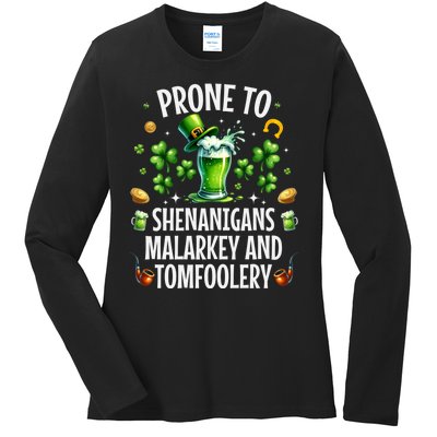 Prone To Shenanigans Malarkey & Tomfoolery St Patricks Ladies Long Sleeve Shirt