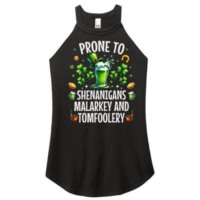 Prone To Shenanigans Malarkey & Tomfoolery St Patricks Women's Perfect Tri Rocker Tank