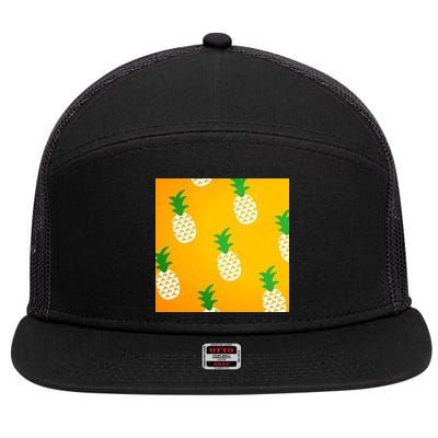 Pineapple Tropical Summer 7 Panel Mesh Trucker Snapback Hat