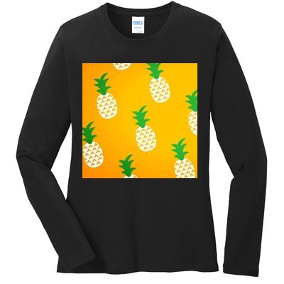 Pineapple Tropical Summer Ladies Long Sleeve Shirt
