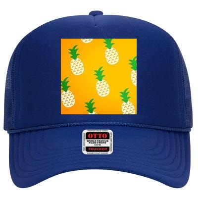 Pineapple Tropical Summer High Crown Mesh Back Trucker Hat