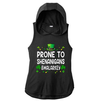 Prone To Shenanigans And Malarkey Funny St Patricks Day 2024 Ladies PosiCharge Tri-Blend Wicking Draft Hoodie Tank