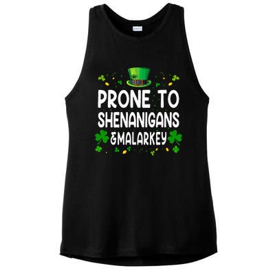 Prone To Shenanigans And Malarkey Funny St Patricks Day 2024 Ladies PosiCharge Tri-Blend Wicking Tank