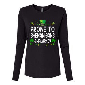 Prone To Shenanigans And Malarkey Funny St Patricks Day 2024 Womens Cotton Relaxed Long Sleeve T-Shirt