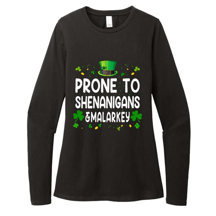 Prone To Shenanigans And Malarkey Funny St Patricks Day 2024 Womens CVC Long Sleeve Shirt