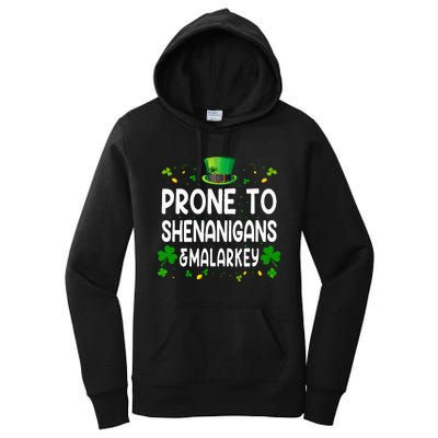 Prone To Shenanigans And Malarkey Funny St Patricks Day 2024 Women's Pullover Hoodie