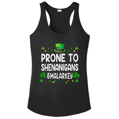 Prone To Shenanigans And Malarkey Funny St Patricks Day 2024 Ladies PosiCharge Competitor Racerback Tank