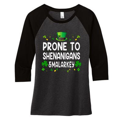 Prone To Shenanigans And Malarkey Funny St Patricks Day 2024 Women's Tri-Blend 3/4-Sleeve Raglan Shirt