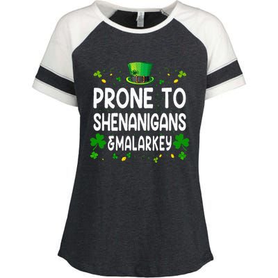 Prone To Shenanigans And Malarkey Funny St Patricks Day 2024 Enza Ladies Jersey Colorblock Tee