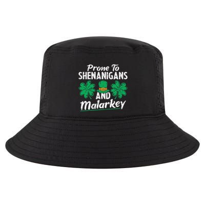 Prone To Shenanigans And Malarkey Clovers Shamrock Vintage Cool Comfort Performance Bucket Hat