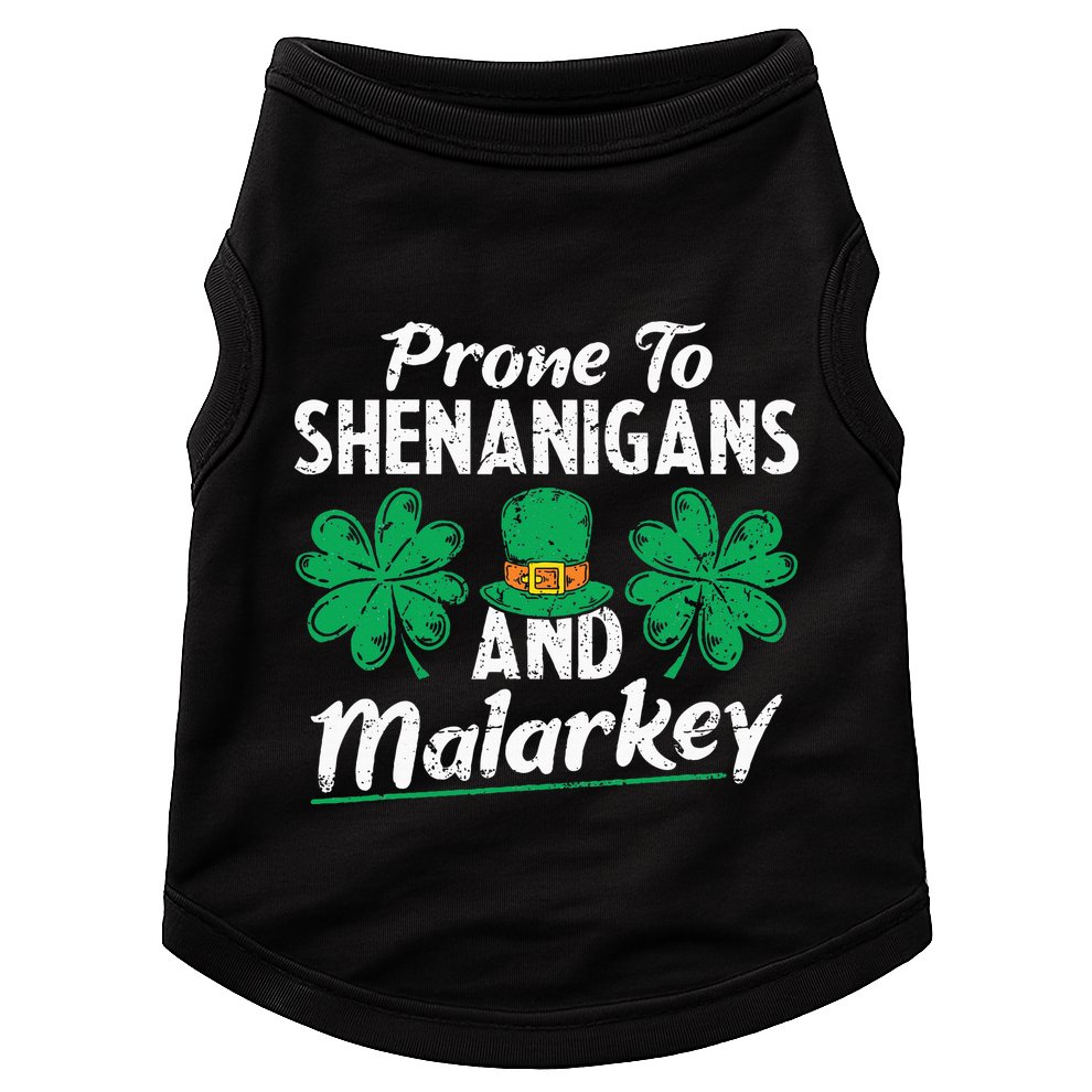 Prone To Shenanigans And Malarkey Clovers Shamrock Vintage Doggie Tank