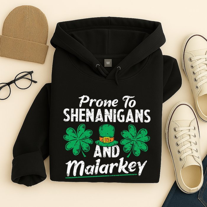 Prone To Shenanigans And Malarkey Clovers Shamrock Vintage Hoodie