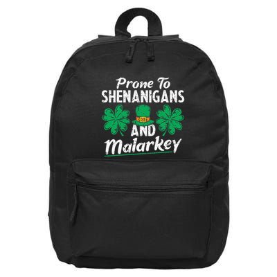 Prone To Shenanigans And Malarkey Clovers Shamrock Vintage 16 in Basic Backpack