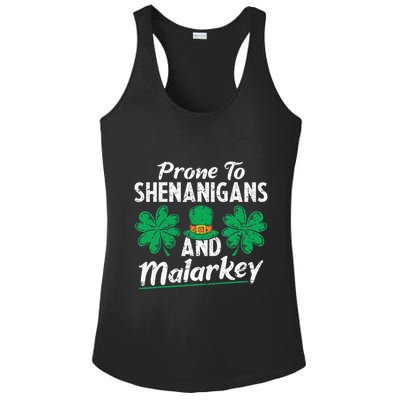Prone To Shenanigans And Malarkey Clovers Shamrock Vintage Ladies PosiCharge Competitor Racerback Tank