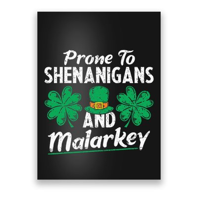 Prone To Shenanigans And Malarkey Clovers Shamrock Vintage Poster