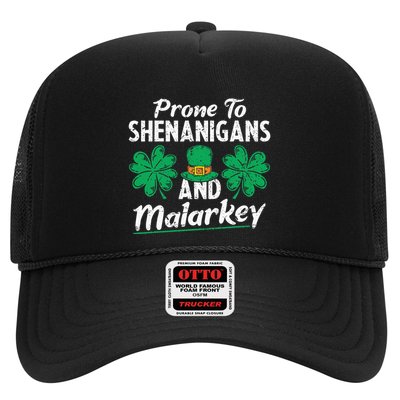 Prone To Shenanigans And Malarkey Clovers Shamrock Vintage Trucker Hat