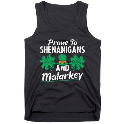Prone To Shenanigans And Malarkey Clovers Shamrock Vintage Tank Top