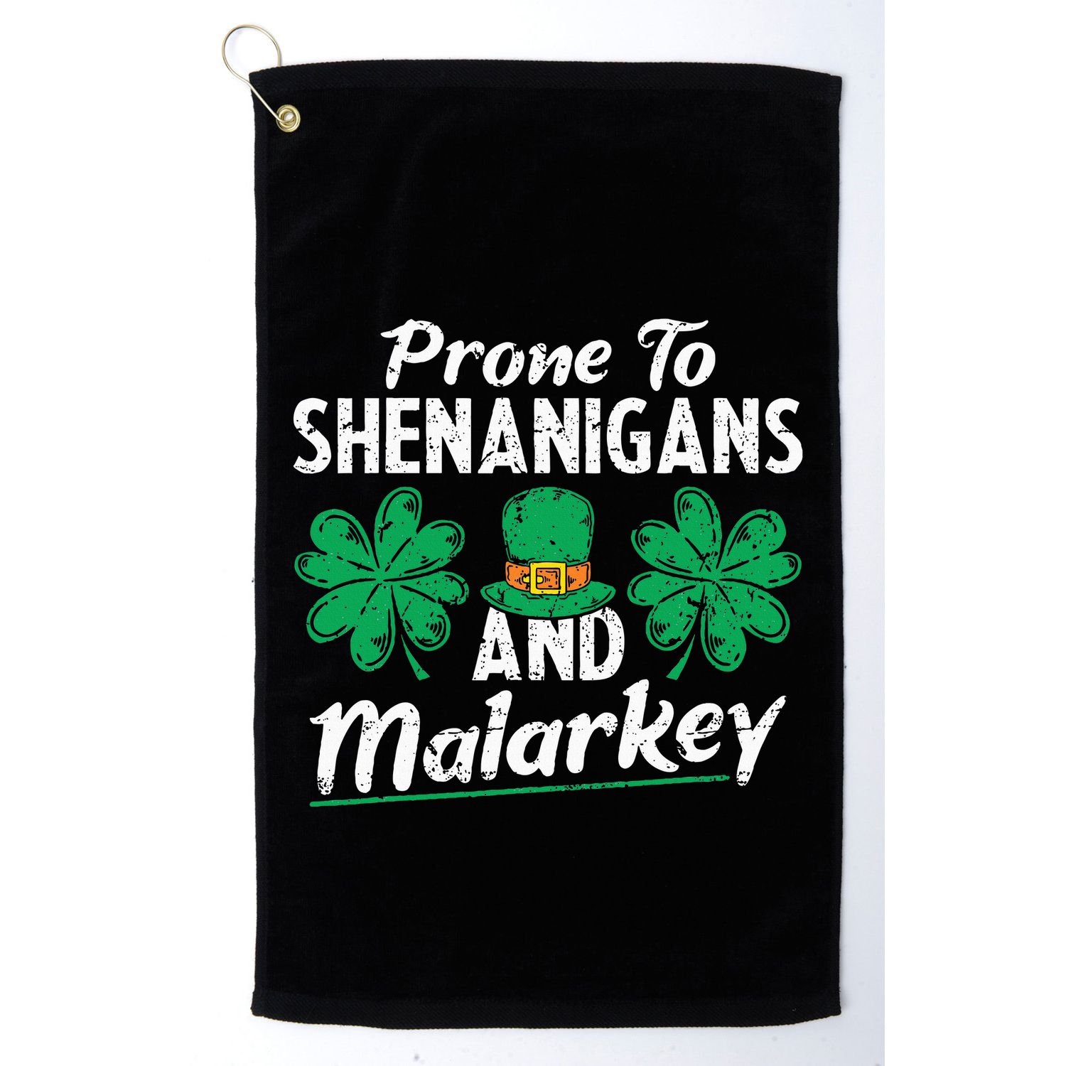 Prone To Shenanigans And Malarkey Clovers Shamrock Vintage Golf Towel