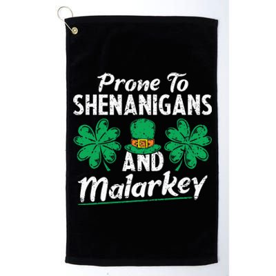 Prone To Shenanigans And Malarkey Clovers Shamrock Vintage Platinum Collection Golf Towel