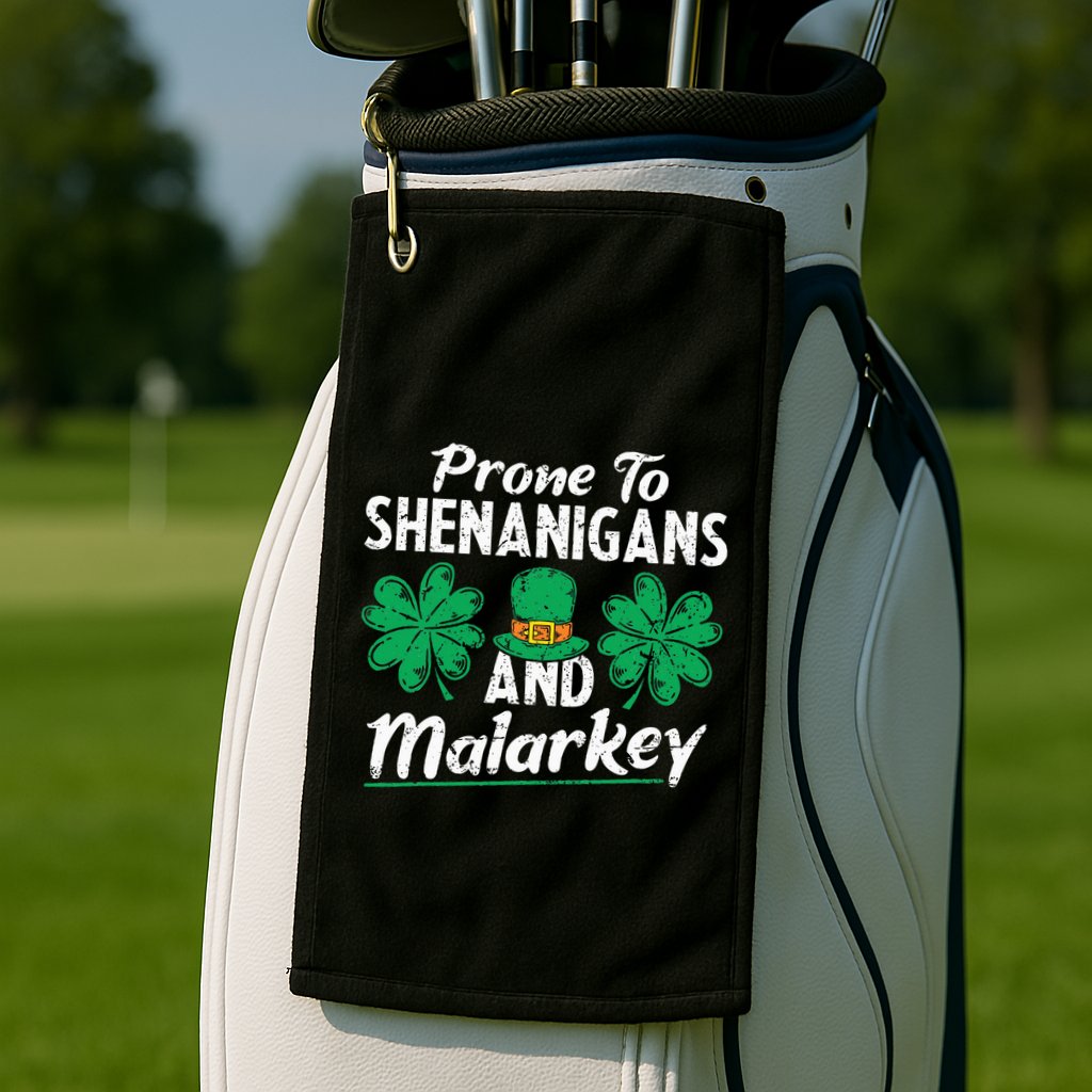 Prone To Shenanigans And Malarkey Clovers Shamrock Vintage Golf Towel