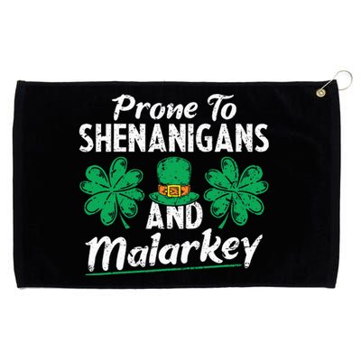 Prone To Shenanigans And Malarkey Clovers Shamrock Vintage Grommeted Golf Towel