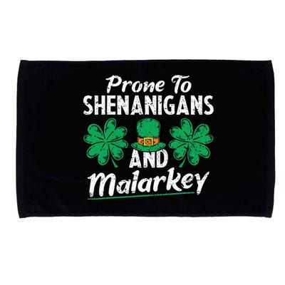 Prone To Shenanigans And Malarkey Clovers Shamrock Vintage Microfiber Hand Towel