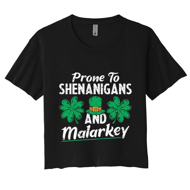 Prone To Shenanigans And Malarkey Clovers Shamrock Vintage Crop Top