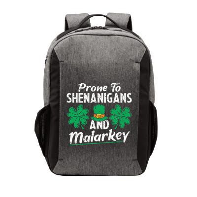 Prone To Shenanigans And Malarkey Clovers Shamrock Vintage Vector Backpack