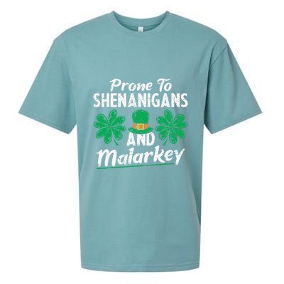 Prone To Shenanigans And Malarkey Clovers Shamrock Vintage Sueded Cloud Jersey T-Shirt