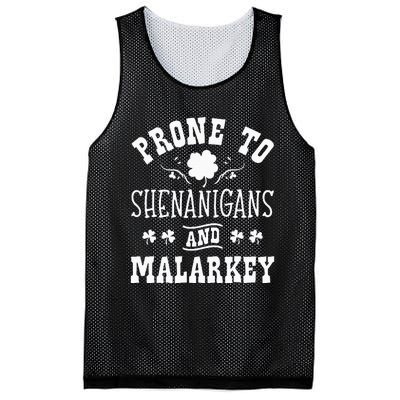 Prone To Shenanigans and Malarkey St Patricks Day Shamrock Mesh Reversible Basketball Jersey Tank