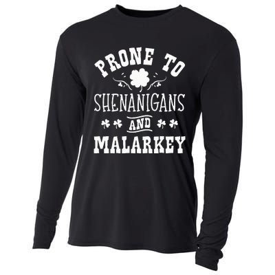 Prone To Shenanigans and Malarkey St Patricks Day Shamrock Cooling Performance Long Sleeve Crew