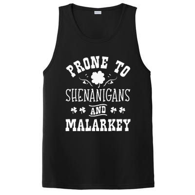 Prone To Shenanigans and Malarkey St Patricks Day Shamrock PosiCharge Competitor Tank