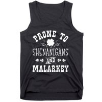 Prone To Shenanigans and Malarkey St Patricks Day Shamrock Tank Top