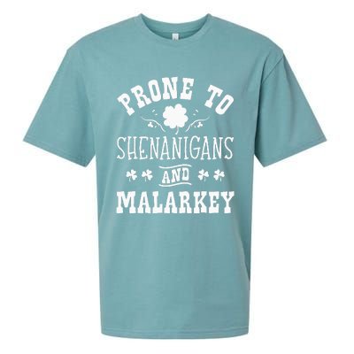 Prone To Shenanigans and Malarkey St Patricks Day Shamrock Sueded Cloud Jersey T-Shirt