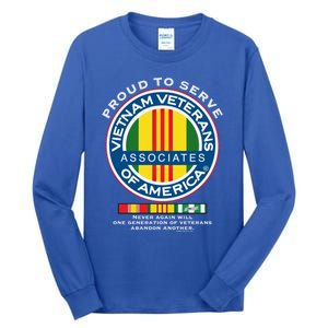 Proud To Serve Vietnam Veterans Associates Of America Funny Gift Tall Long Sleeve T-Shirt