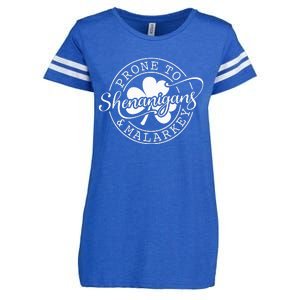 Prone To Shenanigans And Malarkey St Patricks Day Enza Ladies Jersey Football T-Shirt