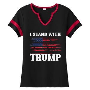 Pro Trump Supporter Trump I Stand With Trump Ladies Halftime Notch Neck Tee