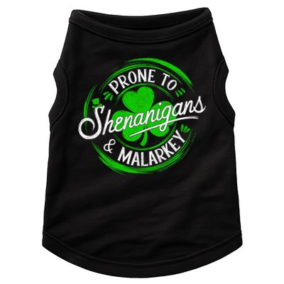Prone To Shenanigans And Malarkey St Patrick's Day Shamrock Doggie Tank