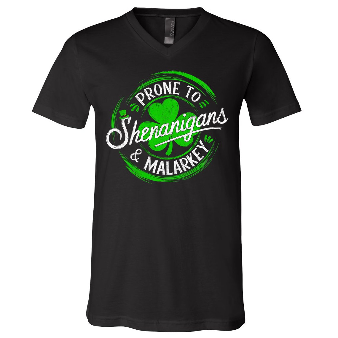 Prone To Shenanigans And Malarkey St Patrick's Day Shamrock V-Neck T-Shirt
