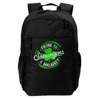 Prone To Shenanigans And Malarkey St Patrick's Day Shamrock Backpack